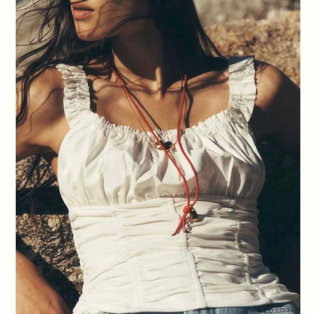 NWT Maeve Cassis Ruched Cami White Tank Top Size XL